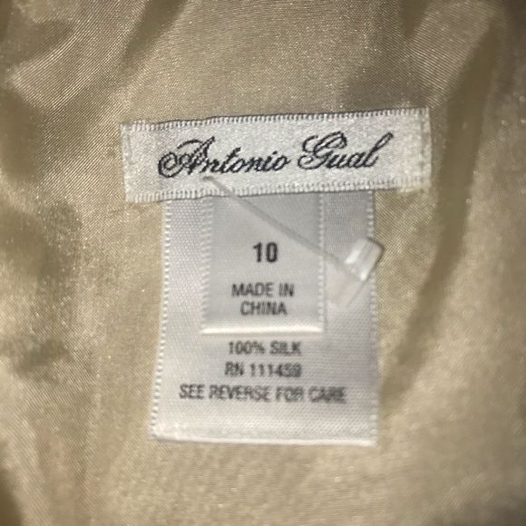 Antonio Gual Beige Silk Halter Dress-Size-10 - Picture 5 of 8